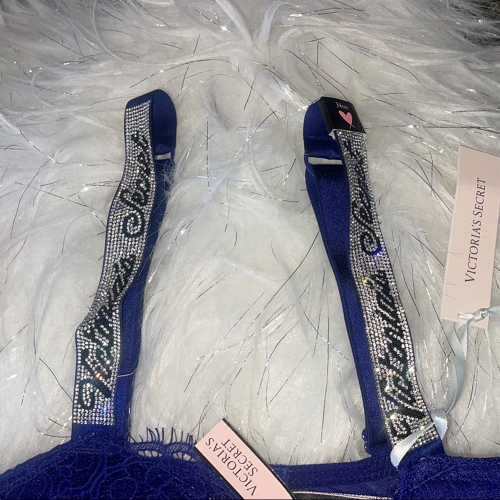 💎Victoria's Secret Deep Blue Lace Rhinestone - Picture 5 of 7